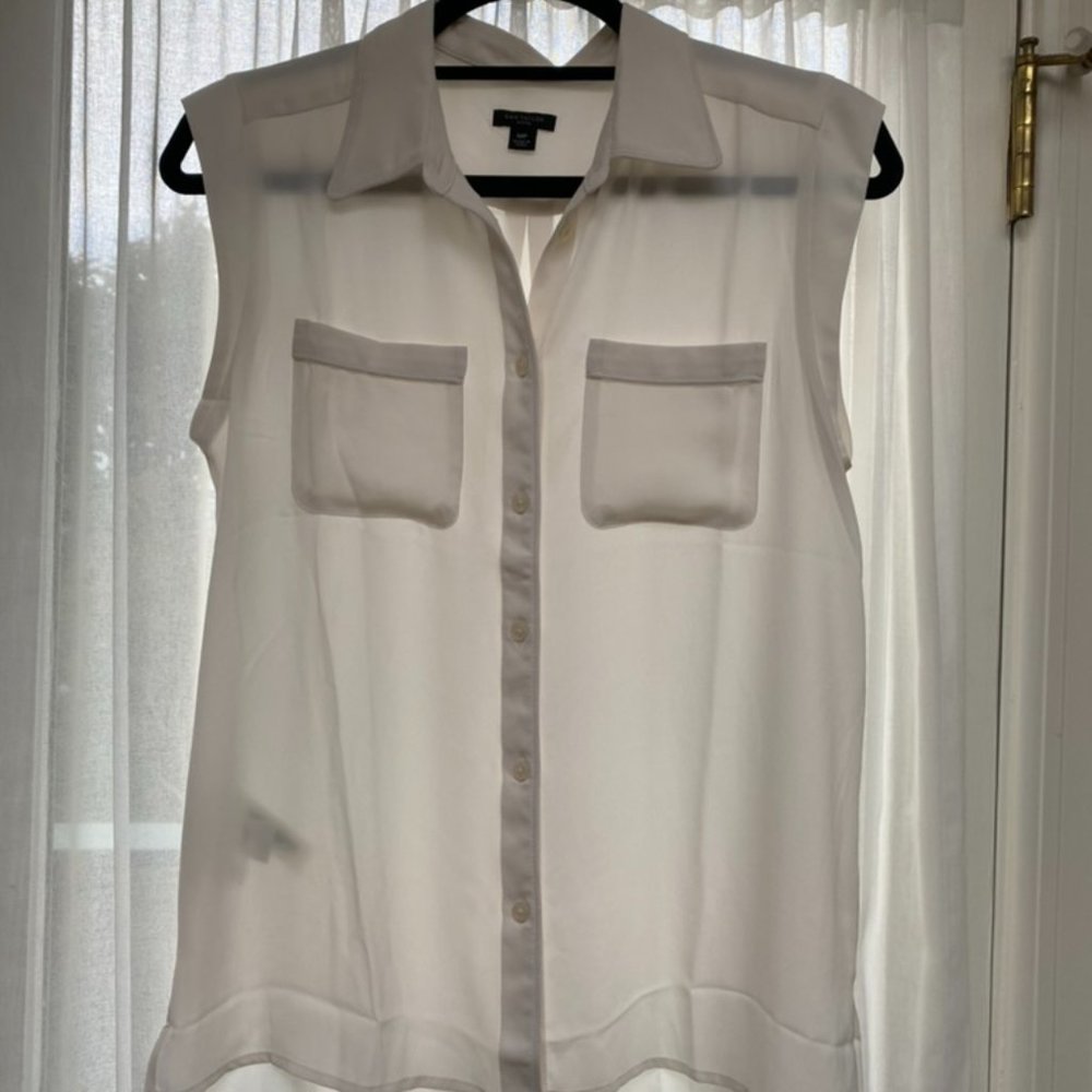 Ann Taylor White Sleeveless Blouse